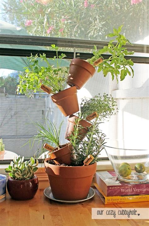 An inventive and not a difficult way to make very beautiful diy sack pots of cement. 18 Brilliant and Creative DIY Herb Gardens for Indoors and ...