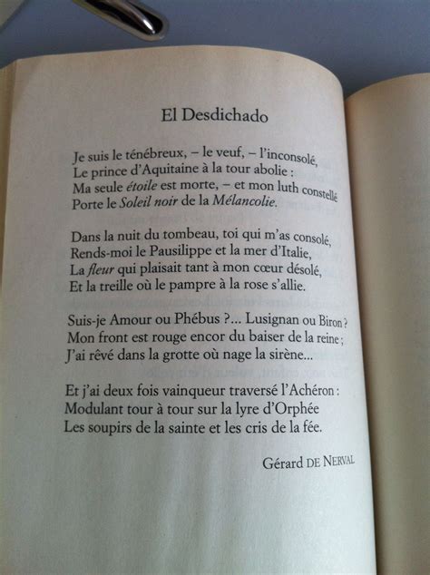 El Desdichado Les Chimères Gérard De Nerval Citations De Texte Citation Plus Belle Citation