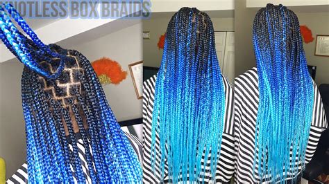 ombre blue knotless box braids tutorial youtube