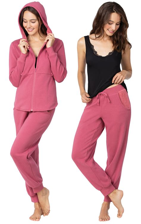 Sexy And Sweet 4 Piece Pajama Set Pink And Black In Womens Jersey Knit