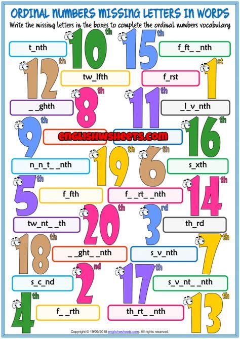 14 Ideas De Ordinal Numbers Ordinales Números Ordinales Cuadernos