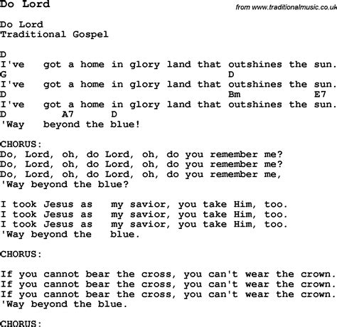 Traditional Song Do Lord With Chords Tabs And Lyrics