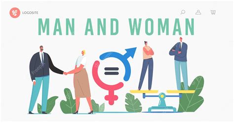Premium Vector Gender Sex Equality And Balance Landing Page Template Male And Female Business