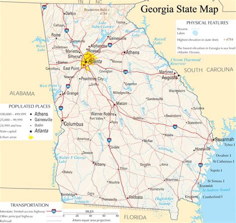 ♥ Georgia State Map A Large Detailed Map Of Georgia State Usa