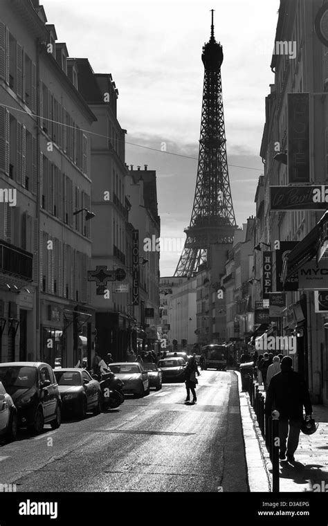 The Eiffel Tower Seen From The Quaint Rue Saint Dominique Of Paris