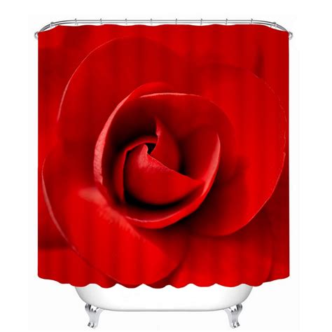 3d Wedding Sexy Red Rose Pattern Shower Curtains Bathroom Curtain Waterproof Thickened Bath