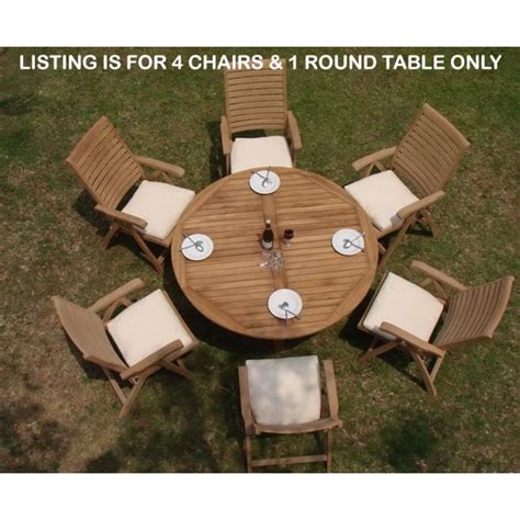 Teak Dining Set4 Seater 5 Pc 60 Round Table And 4 Ashley Reclining