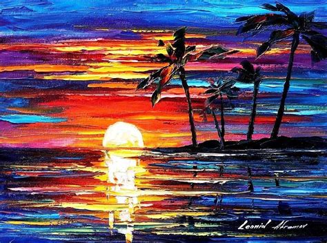 Tropical Fiesta Palette Knife Oil Painting On Canvas By Leonid