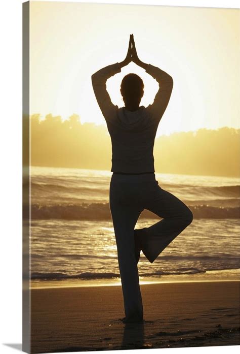 Woman Doing Yoga On Beach At Sunrise Morning Yoga Poses How To Do