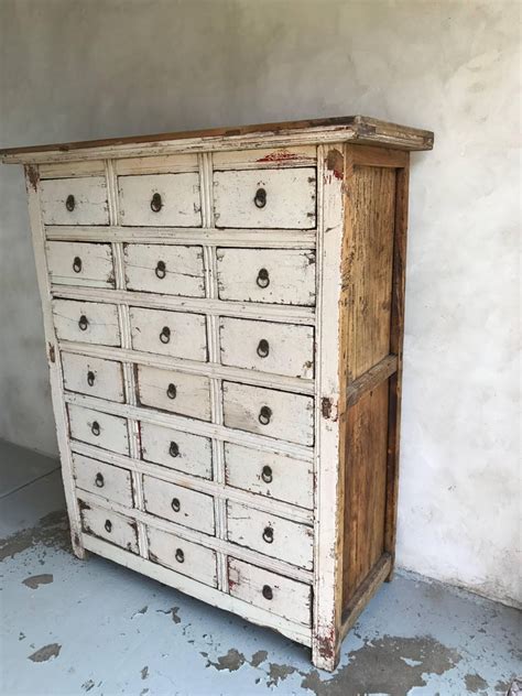 Find the perfect rustic accent cabinet for your home. Primitive 21-Drawer Distress Painted Cabinet For Sale at ...