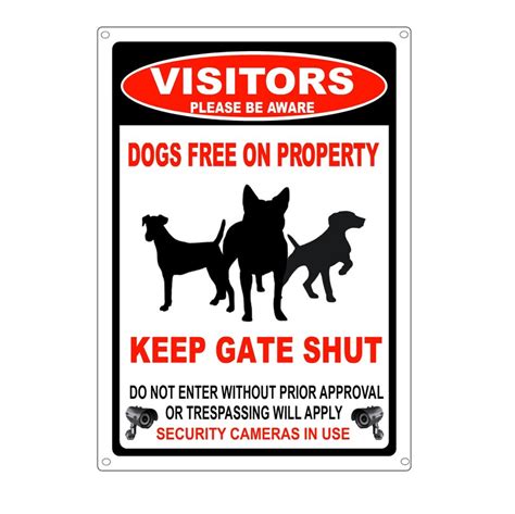 Dogs On Property Gate Sign Etsy