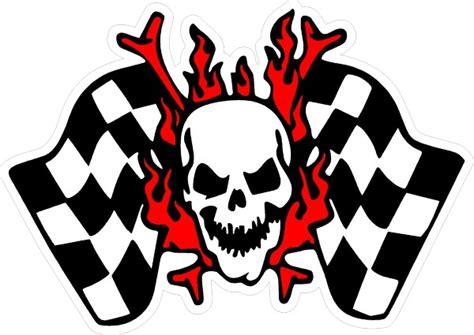 Skull And Checkered Flag Decal Sticker 02