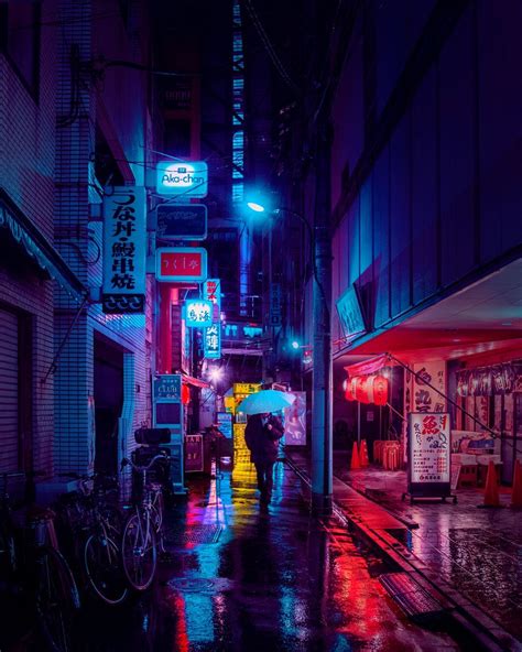 Sleepless City Streets Of Rainy Tokyo Nights Lit By Electric Neon Signs Tokyo Photography