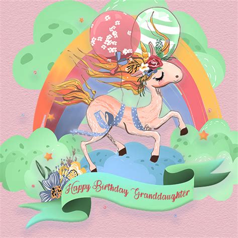 Wishing you a very happy birthday! Granddaughter Birthday, Pretty Unicorn. Free Extended ...