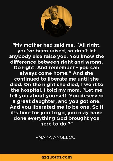 Maya Angelou Quote My Mother Had Said Me All Right Youve Been
