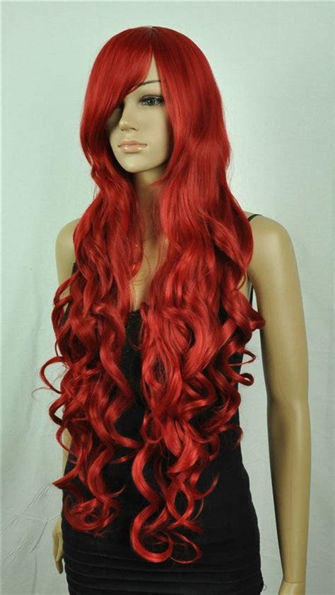 Fire Very Long Red Synthetic Wig Cosplay Wig Halloween Etsy