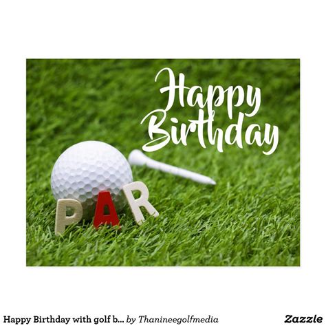 Happy Birthday With Golf Ball And Par Word Postcard Zazzle Golf