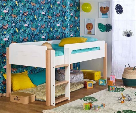 Un lit affichant des lignes modernes, dans les tons neutres, blanc laqué pour que ce lit enfant aille aussi bien dans une. Lit Enfant Mi-Hauteur Sweet, Meuble en Bois Massif, Made ...