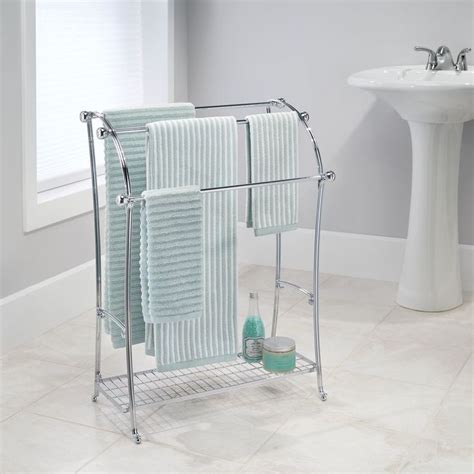 A popular free standing towel rack with our customers is the free standing bathroom towel rack, pictured here. Free Standing Towel Rack Stand Bathroom Storage | Free ...