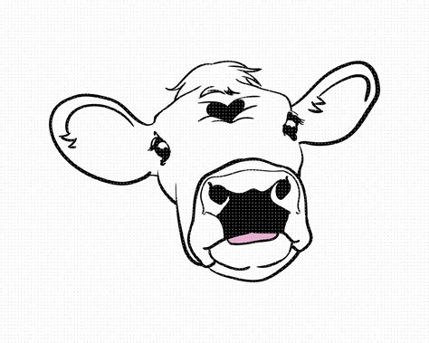 Cute Cow Svg Cow Head Png Cow Face Clipart Cow Eyes Dxf Etsy Cow