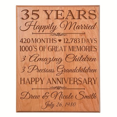 35th Anniversary Gift 35th Wedding Anniversary Plaque Gift | Etsy