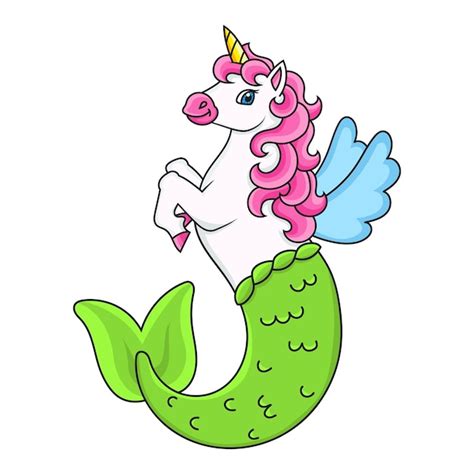 Premium Vector Cute Mermaid Unicorn Magic Fairy Horse
