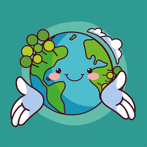 Mundo Kawaii Planeta Tierra Sonriendo 1237406 Vector En Vecteezy