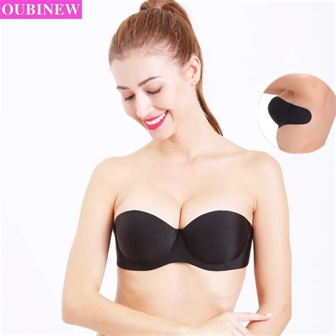 Oubinew Women Strapless Bra Push Up Silicone Invisible Bras Backless