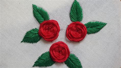Simple blanket stitches used to fill in the flower designs. Beautiful Roses Stitches Hand Embroidery - YouTube