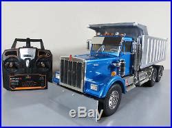 A dump truck, known also as a dumper truck or tipper truck, is used for transporting dumps (such as sand, gravel, or demolition waste) for construction as well as coal. Custom made Tamiya 1/14 RC Blue King Hauler Semi Dump Truck Futaba Kyosho ESC