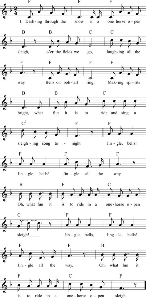 Jingle Bells - Noten, Liedtext, MIDI, Akkorde