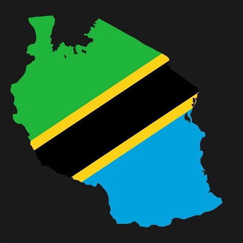 Tanzania Map Silhouette With Flag On Black Background 3330802 Vector