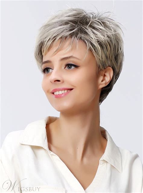 Salt And Pepper Short Layered Synthetic Capless Women Wigs Long Wigs
