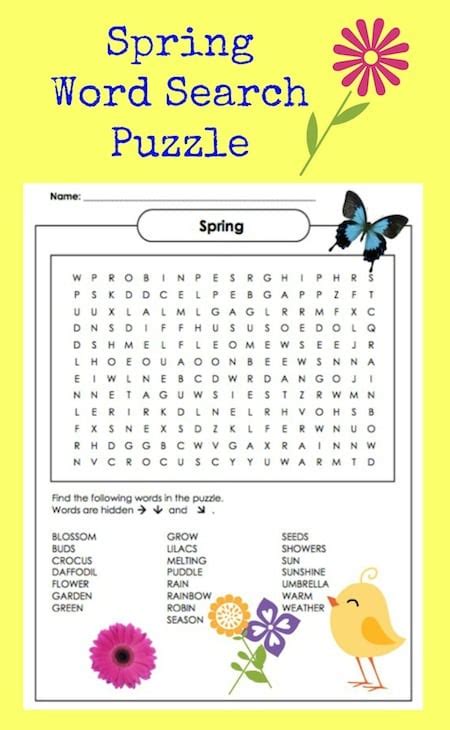 Spring Word Search Puzzle Printable Jinxy Kids