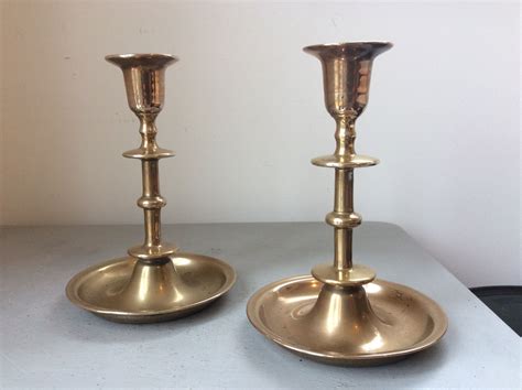 Fine Pair Heavy Antique Victorian Solid Brass Candlesticks Etsy
