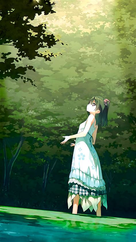 Be21 Anime Girl Green Art Illustration Wallpaper