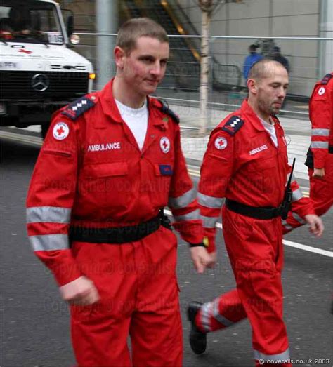 Red Cross Paramedics In Hi Vis Jumpsuits Uk