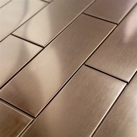 Shop 12 Pc Set Metal Subway Tiles In Matte Copper Stainless Steel At