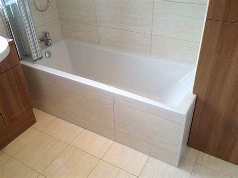 A framework (set back from the bath rim about 30mm depending on the thickness of the tiles) is made from 1×2. Tiled Bath Panels in a bathroom installation project by UK ...