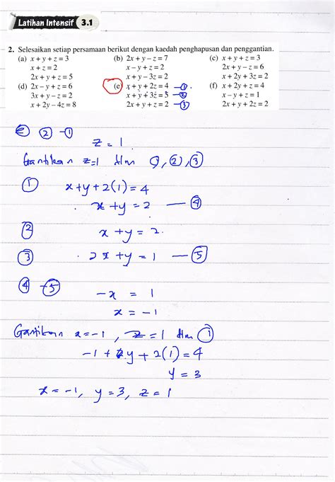 F4 Addmath Bab 3 Sistem Persamaan kaedah penghapusan Latihan Intensif 3