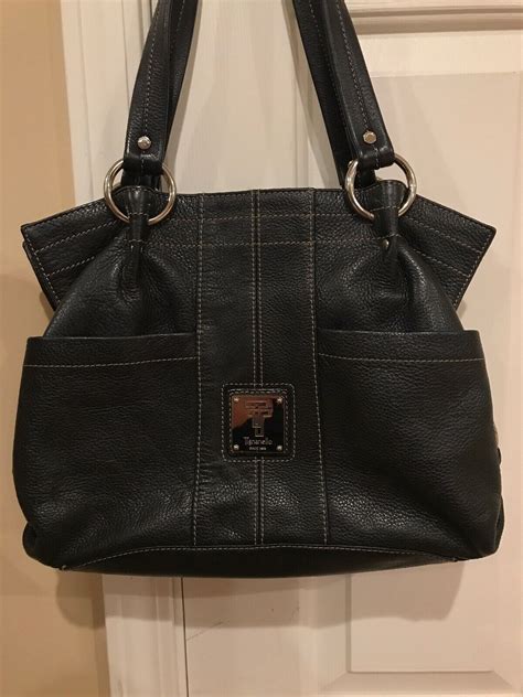 TIGNANELLO 100 GENUINE LEATHER WOMENS HANDBAG BLACK Gem