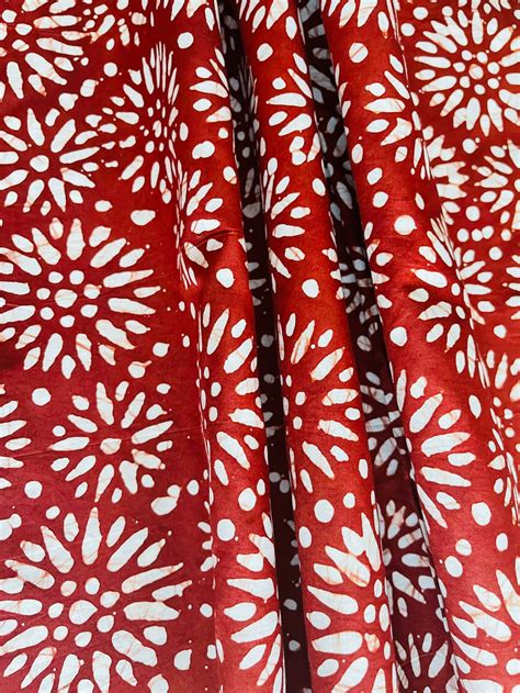 Handmade Batik Fabric African Fabric Cotton Fabric Red And Etsy