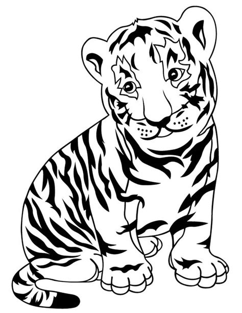 Tiger coloring pages are also great if you want to improve your shading skills. A Lovely Tiger Cub in a Zoo Coloring Page - Download ...