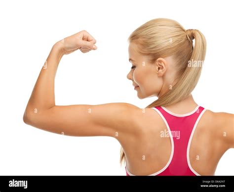 Sporty Woman Showing Her Biceps Stock Photo Alamy
