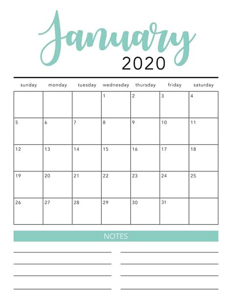 2020 Free Printable Calendars Com