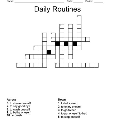 Daily Routines Crossword Wordmint