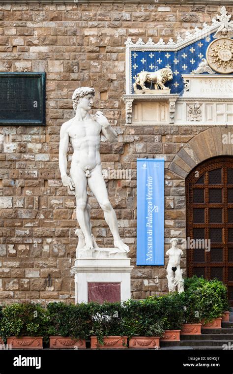 Copy Of The David Statue By Michelangelo In Front Of The Palazzo
