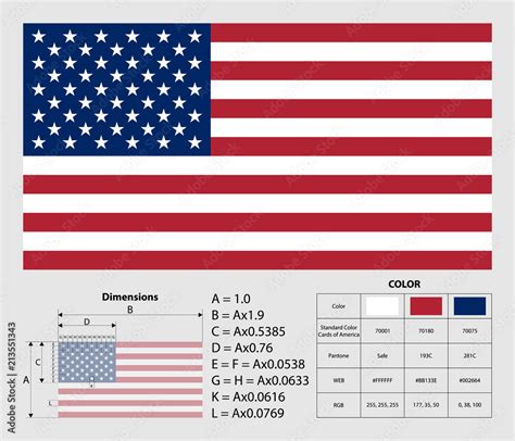 American Flag With Exact Dimensions Usa Flag Official Colors And
