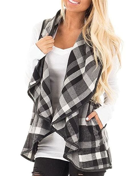 Womens Clothing Coats Jackets And Vests Vests Womens Lapel Open
