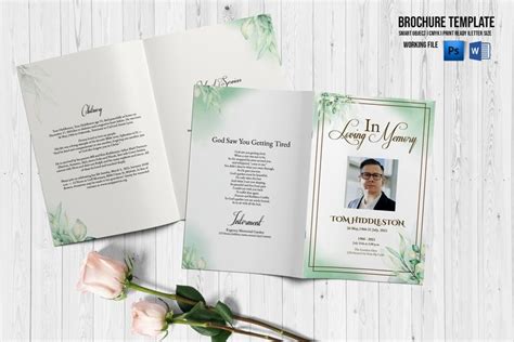 Printable Floral Funeral Program Template Obituary Template Etsy